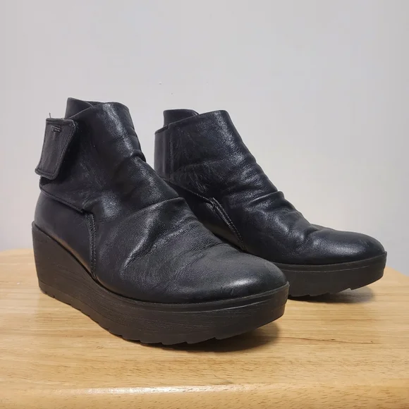 IGI & CO Dressy Black Leather Platform Ankle Boots Shoes (ITALY) Size 7.5 / 38 - Picture 6 of 13